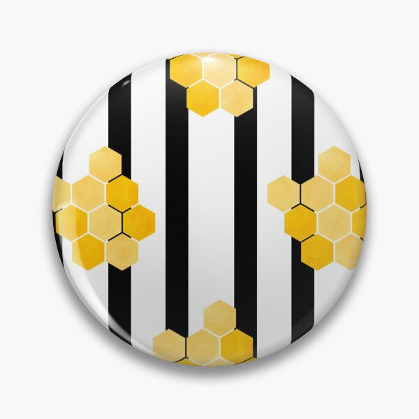 Item preview, Yellow Honeycomb Pattern on White and Black Stripes – Bee Inspired designed and sold by EmeraldeaArt.