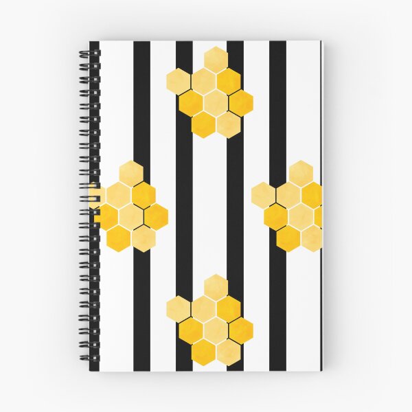 Item preview, Yellow Honeycomb Pattern on White and Black Stripes – Bee Inspired designed and sold by EmeraldeaArt.