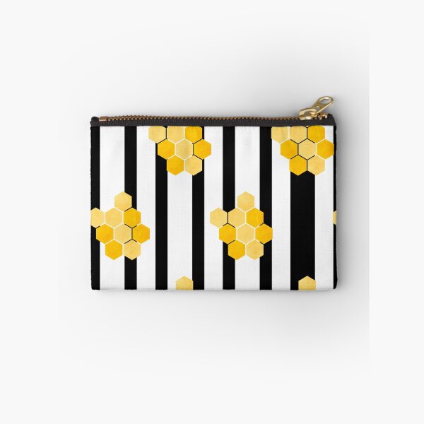 Item preview, Yellow Honeycomb Pattern on White and Black Stripes – Bee Inspired designed and sold by EmeraldeaArt.