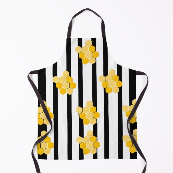 Item preview, Yellow Honeycomb Pattern on White and Black Stripes – Bee Inspired designed and sold by EmeraldeaArt.