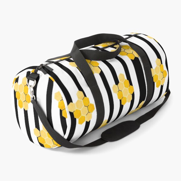 Item preview, Yellow Honeycomb Pattern on White and Black Stripes – Bee Inspired designed and sold by EmeraldeaArt.