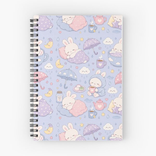 Item preview, Sleepy Bunny Rainy Day Kawaii Pattern designed and sold by Soft Berry Studio.