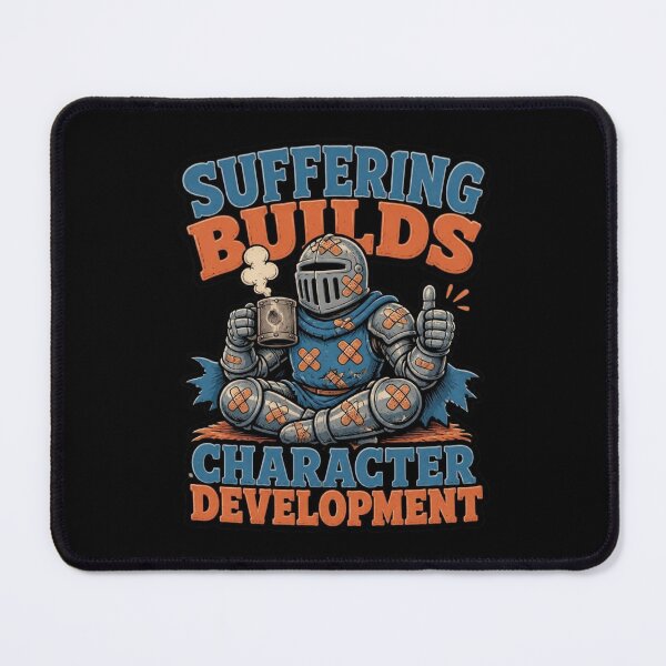 Item preview, Suffering Builds Character Development Knight Retro Cartoon T-Shirt designed and sold by Dice_Goblin_Studio.