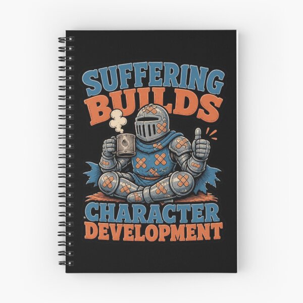 Item preview, Suffering Builds Character Development Knight Retro Cartoon T-Shirt designed and sold by Dice_Goblin_Studio.