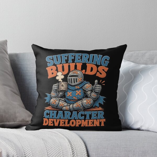 Item preview, Suffering Builds Character Development Knight Retro Cartoon T-Shirt designed and sold by Dice_Goblin_Studio.