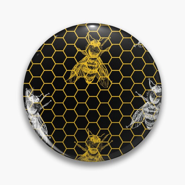 Item preview, Honeycomb Grid with Bee Silhouettes – Bee Inspired Pattern designed and sold by EmeraldeaArt.