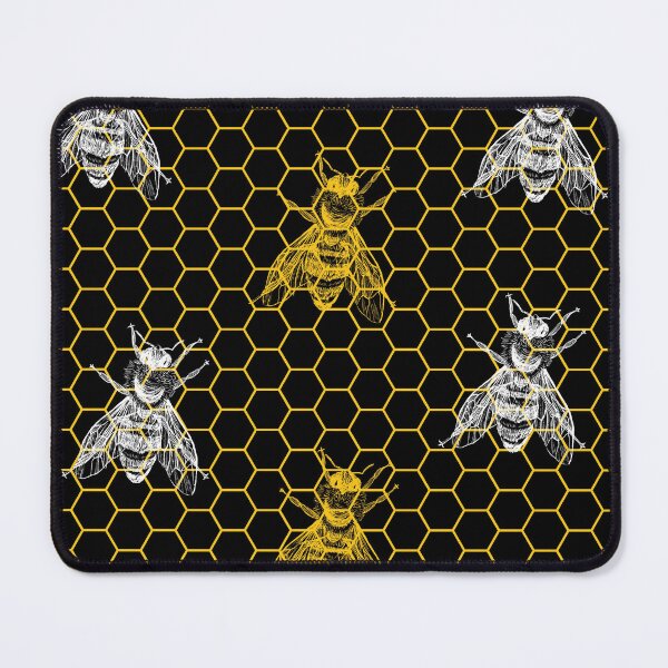 Item preview, Honeycomb Grid with Bee Silhouettes – Bee Inspired Pattern designed and sold by EmeraldeaArt.