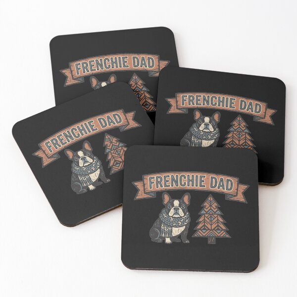 Item preview, Frenchie Dad Rustic Winter Scarf Pine Tree French Bulldog Father Shirt    designed and sold by TeNovaStudio.