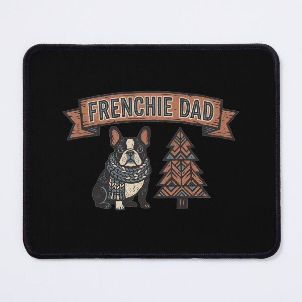 Item preview, Frenchie Dad Rustic Winter Scarf Pine Tree French Bulldog Father Shirt designed and sold by TeNovaStudio.