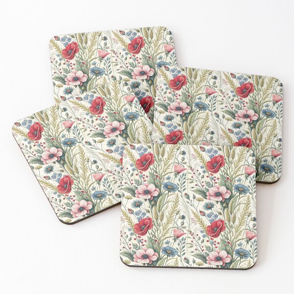 Item preview, Vintage Poppy Wildflower Meadow Pattern designed and sold by Storybook Botanica.