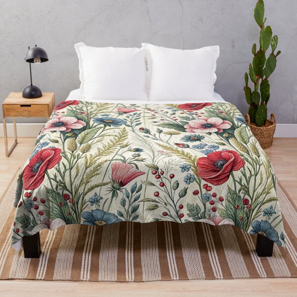 Item preview, Vintage Poppy Wildflower Meadow Pattern designed and sold by Storybook Botanica.