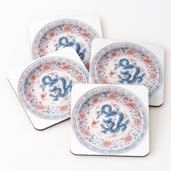 Item preview, Chinese Dragon Blue and Red Porcelain Watercolor designed and sold by Fani*.