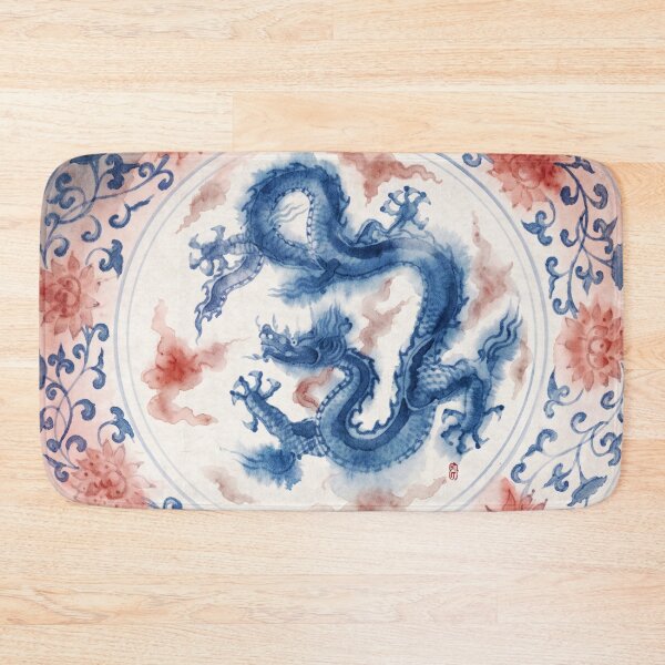 Item preview, Chinese Dragon Blue and Red Porcelain Watercolor designed and sold by Fani*.