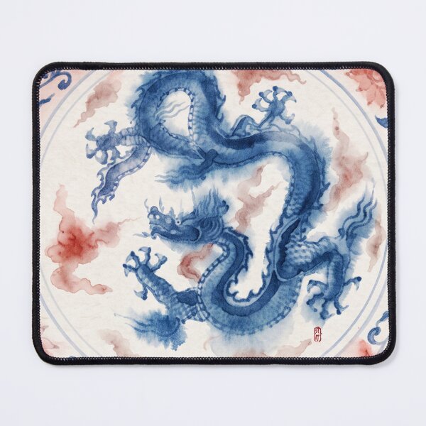 Item preview, Chinese Dragon Blue and Red Porcelain Watercolor designed and sold by Fani*.