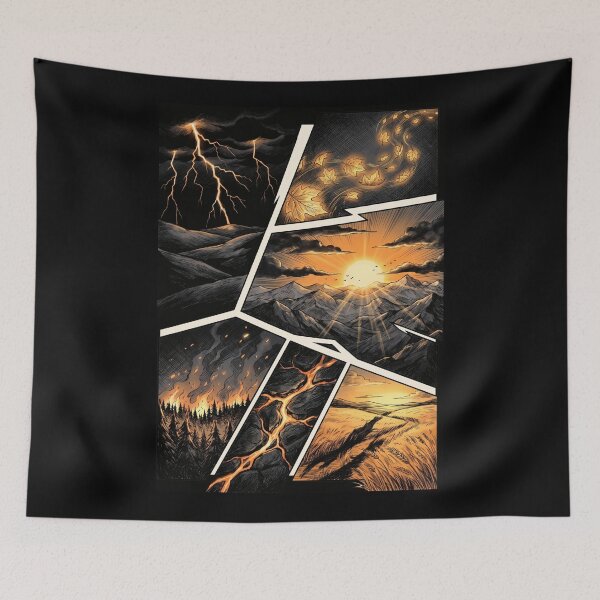 Item preview, Golden Storm Mountain Landscape designed and sold by ElagoozArt.