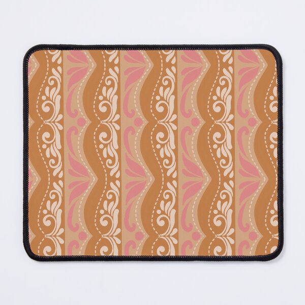 Item preview, Vintage Terracotta & Pink Folk Lace Vertical Stripe Pattern designed and sold by Rukhscreations.