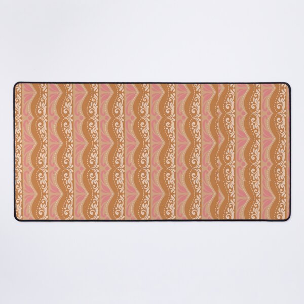 Item preview, Vintage Terracotta & Pink Folk Lace Vertical Stripe Pattern designed and sold by Rukhscreations.