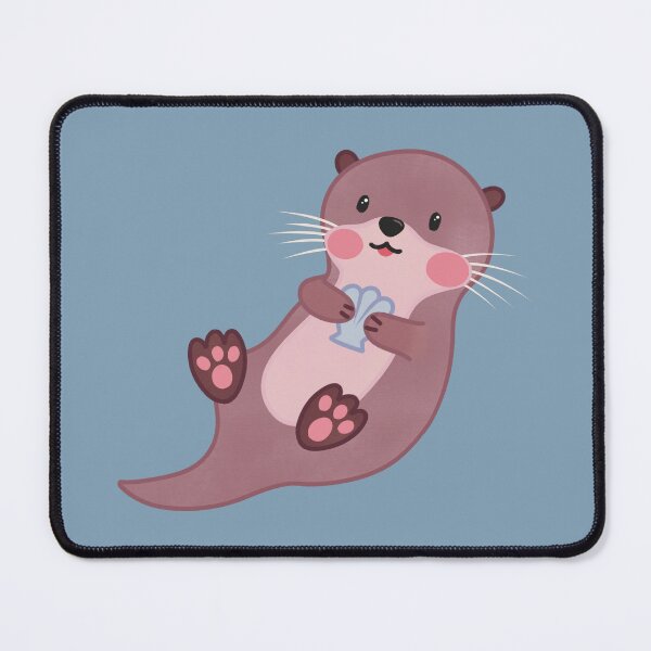 Item preview, Cute Otter with Blue Seashell designed and sold by winterpumpkin.