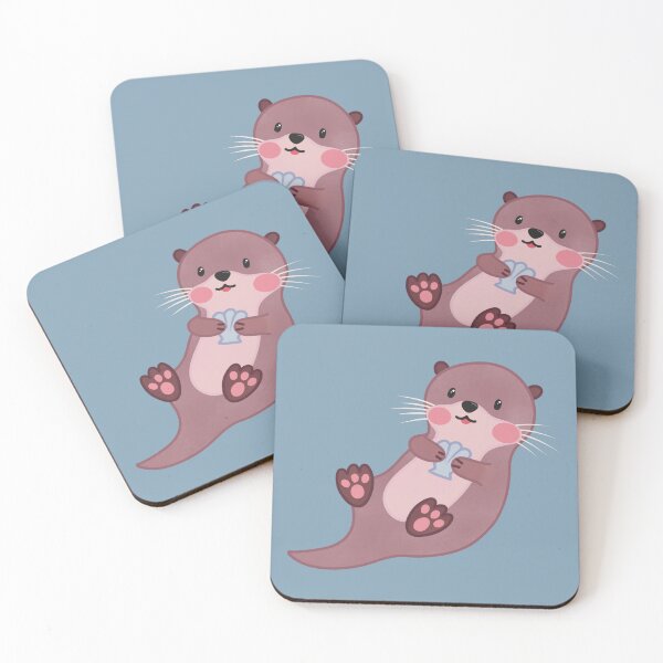 Item preview, Cute Otter with Blue Seashell designed and sold by winterpumpkin.