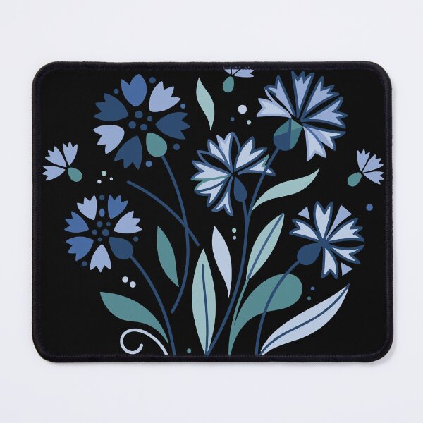 Item preview, Cornflower bouquet illustration with blue and turquoise flowers on a transparent background designed and sold by ElegantOutlines.
