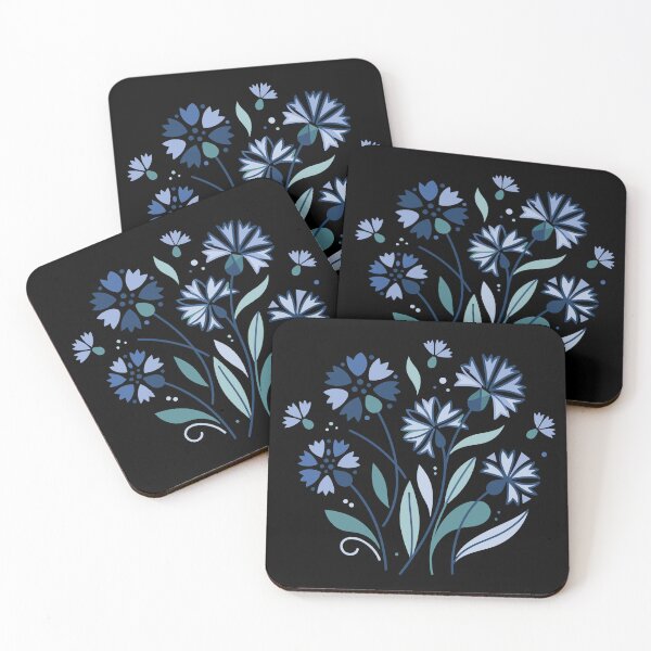 Item preview, Cornflower bouquet illustration with blue and turquoise flowers on a transparent background designed and sold by ElegantOutlines.