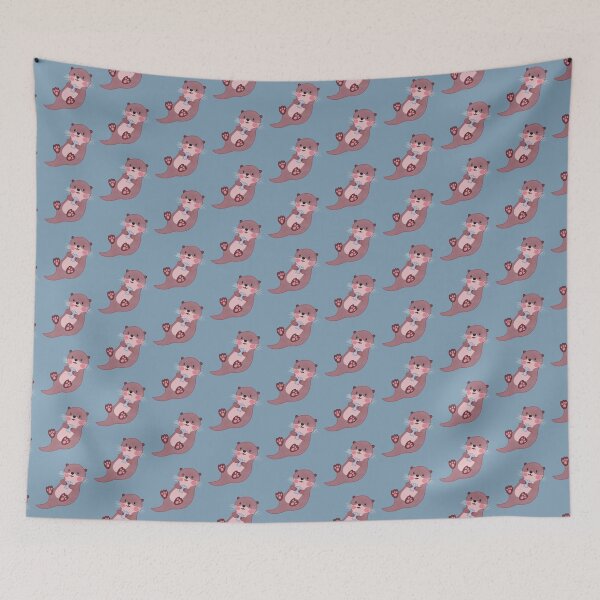 Item preview, Cute Otter with Blue Seashell designed and sold by winterpumpkin.