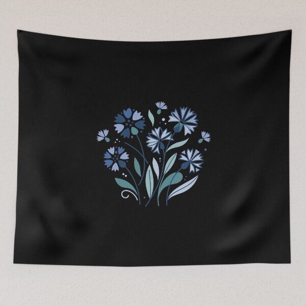 Item preview, Cornflower bouquet illustration with blue and turquoise flowers on a transparent background designed and sold by ElegantOutlines.