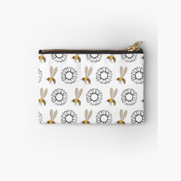 Item preview, Black Sunflower Outlines and Yellow Bees Pattern designed and sold by EmeraldeaArt.