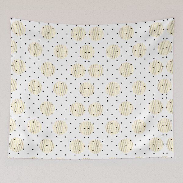 Item preview, Yellow Honeycomb Dots Black Polka Dot Pattern designed and sold by EmeraldeaArt.