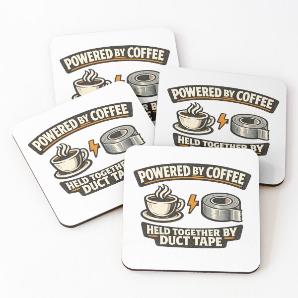 Item preview, Powered by Coffee Held Together by Duct Tape Dad Shirt designed and sold by CerealBoxInk.
