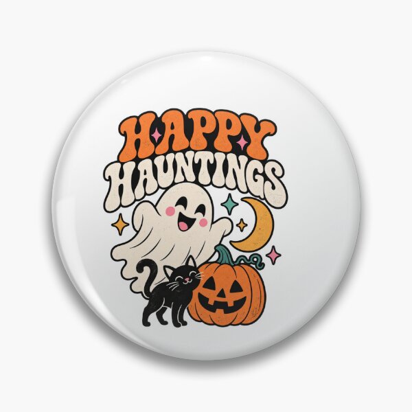 Item preview, Happy Hauntings Cute Vintage Halloween Ghost Art designed and sold by IRON WINGS /USAF.