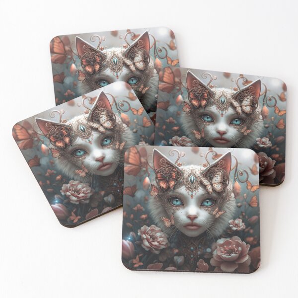 Item preview, Enchanted Butterfly Empress | Filigree Jewel White Cat Fantasy Art  designed and sold by KingsArtworx 2.