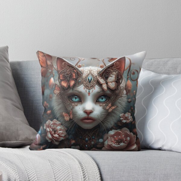 Item preview, Enchanted Butterfly Empress | Filigree Jewel White Cat Fantasy Art  designed and sold by KingsArtworx 2.