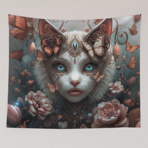Item preview, Enchanted Butterfly Empress | Filigree Jewel White Cat Fantasy Art  designed and sold by KingsArtworx 2.