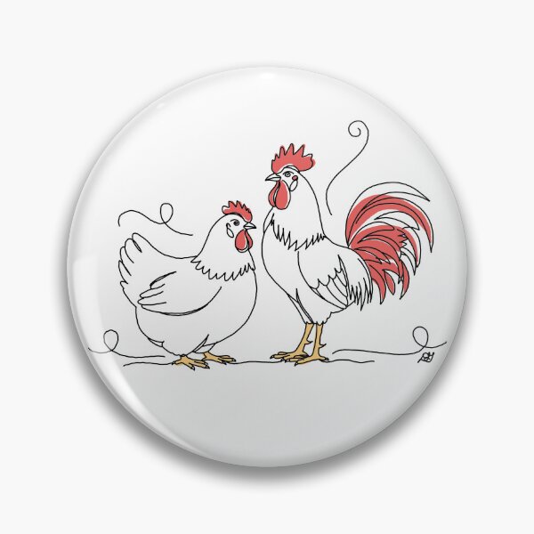 Item preview, Hen and Rooster Line Art Illustration designed and sold by Evil B Creative.