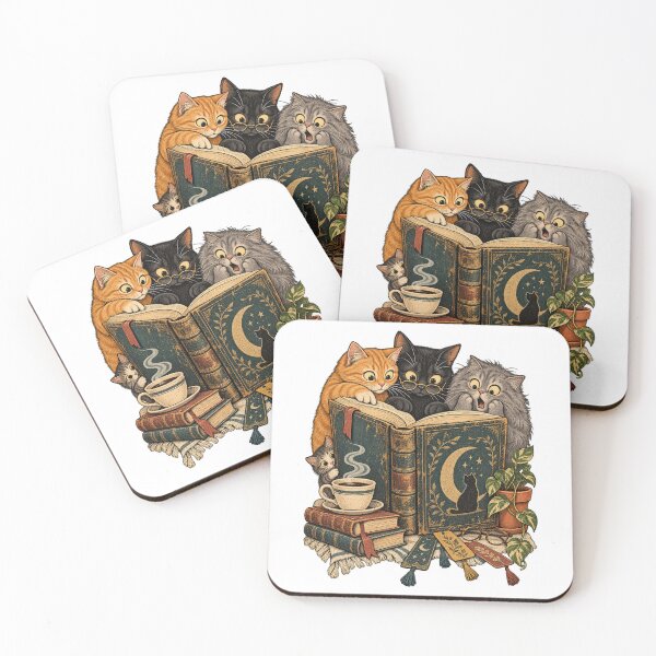 Item preview, Cats Reading Magical Book Cozy Vintage Library designed and sold by will freed18.
