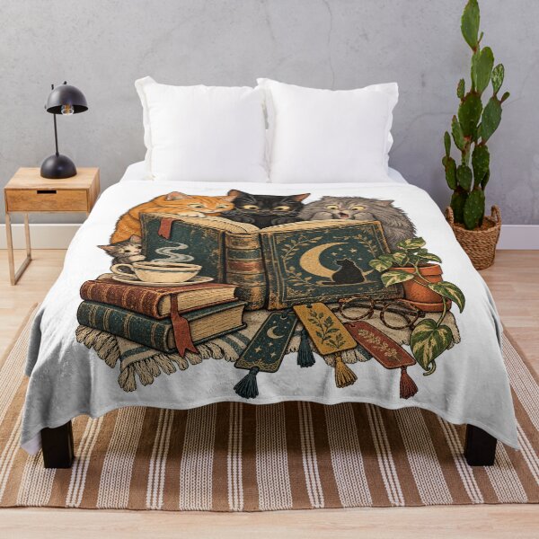 Item preview, Cats Reading Magical Book Cozy Vintage Library designed and sold by will freed18.