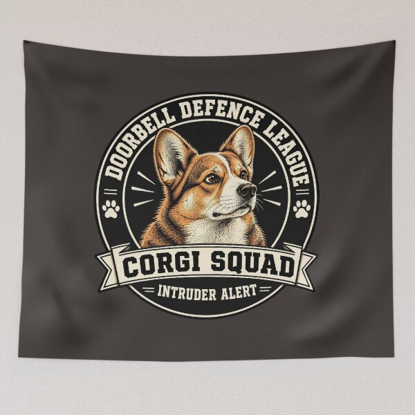 Item preview, Doorbell Defence League - Corgi Squad - Intruder Alert/Funny Welsh Corgi Dog Badge Logo  designed and sold by Halejo68.