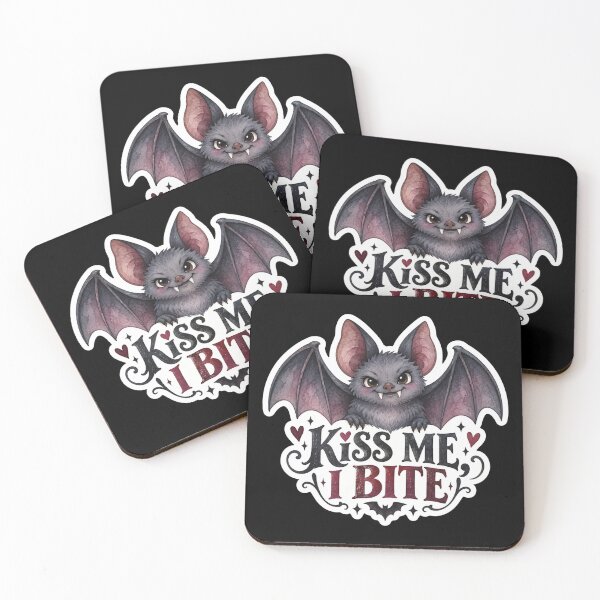 Item preview, Kiss Me I Bite Cute Vampire Bat Gothic Halloween Art designed and sold by GusiaTreasures.