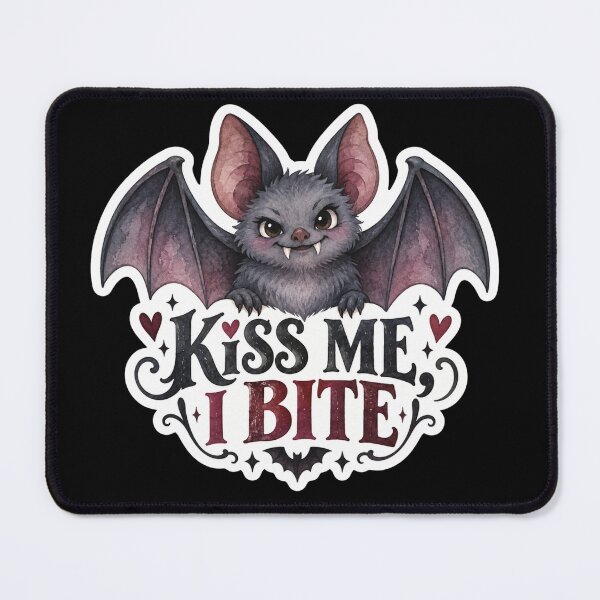 Item preview, Kiss Me I Bite Cute Vampire Bat Gothic Halloween Art designed and sold by GusiaTreasures.