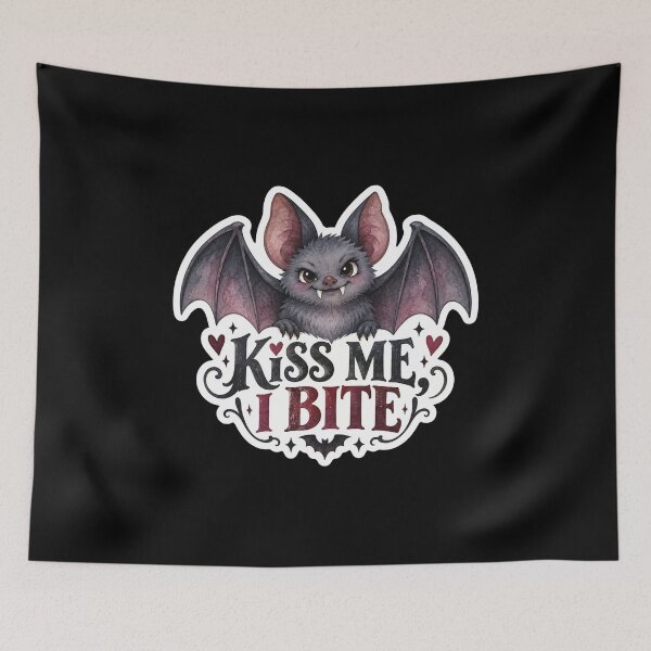 Item preview, Kiss Me I Bite Cute Vampire Bat Gothic Halloween Art designed and sold by GusiaTreasures.