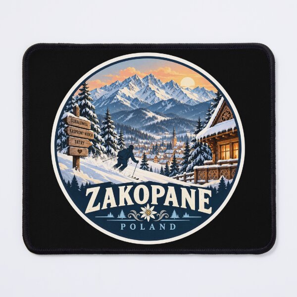Item preview, Zakopane Poland Winter Ski Travel Art designed and sold by GusiaTreasures.