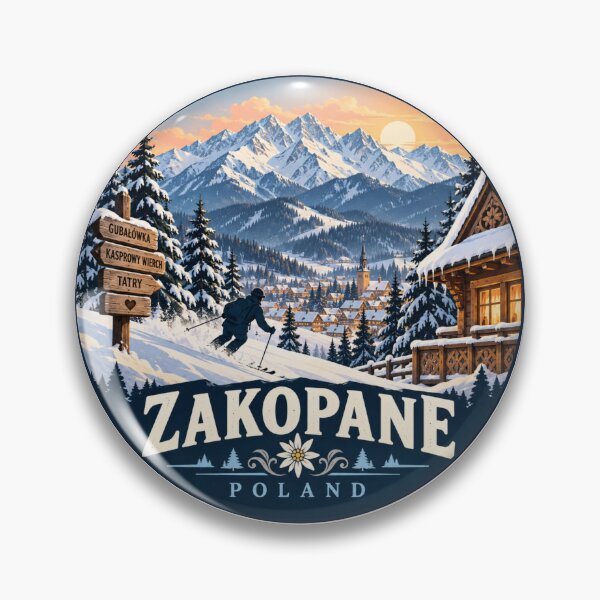 Item preview, Zakopane Poland Winter Ski Travel Art designed and sold by GusiaTreasures.