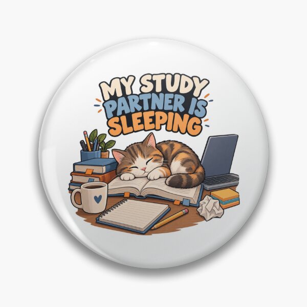 Item preview, My Study Partner Is Sleeping Funny Cat College Student Study Design  designed and sold by Print-Mingle01.