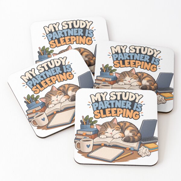 Item preview, My Study Partner Is Sleeping Funny Cat College Student Study Design  designed and sold by Print-Mingle01.