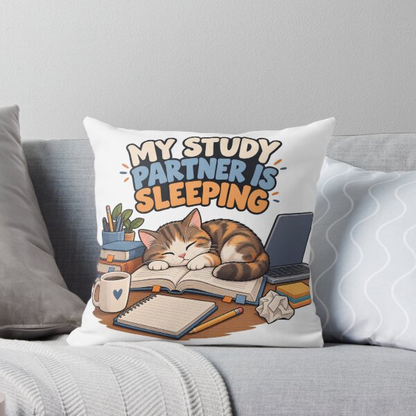 Item preview, My Study Partner Is Sleeping Funny Cat College Student Study Design  designed and sold by Print-Mingle01.
