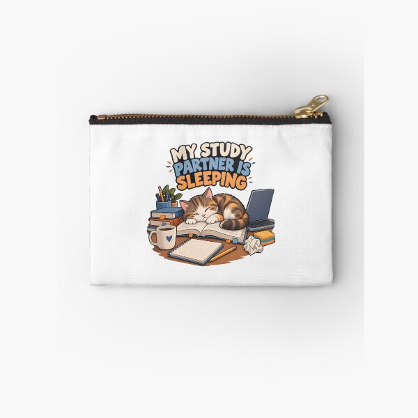 Item preview, My Study Partner Is Sleeping Funny Cat College Student Study Design  designed and sold by Print-Mingle01.