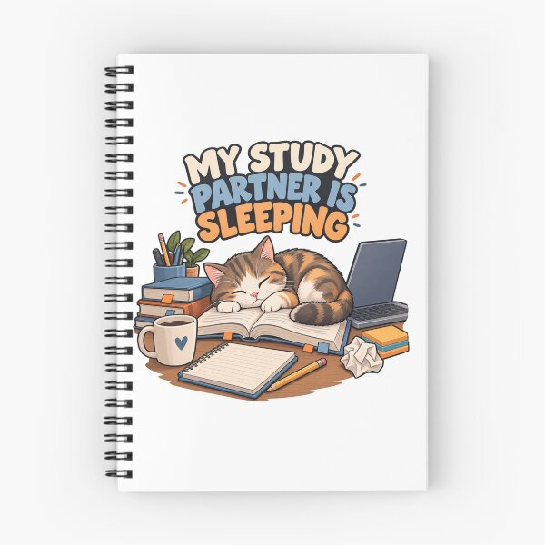 Item preview, My Study Partner Is Sleeping Funny Cat College Student Study Design  designed and sold by Print-Mingle01.