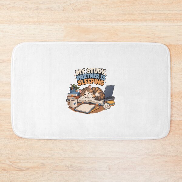 Item preview, My Study Partner Is Sleeping Funny Cat College Student Study Design  designed and sold by Print-Mingle01.