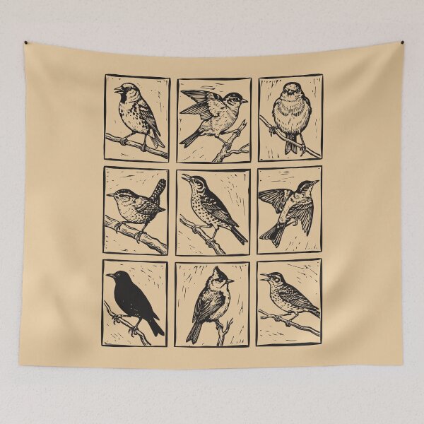 Item preview, Vintage Birds Set Linocut Bird Lover Ornithology designed and sold by Y-Vibes.